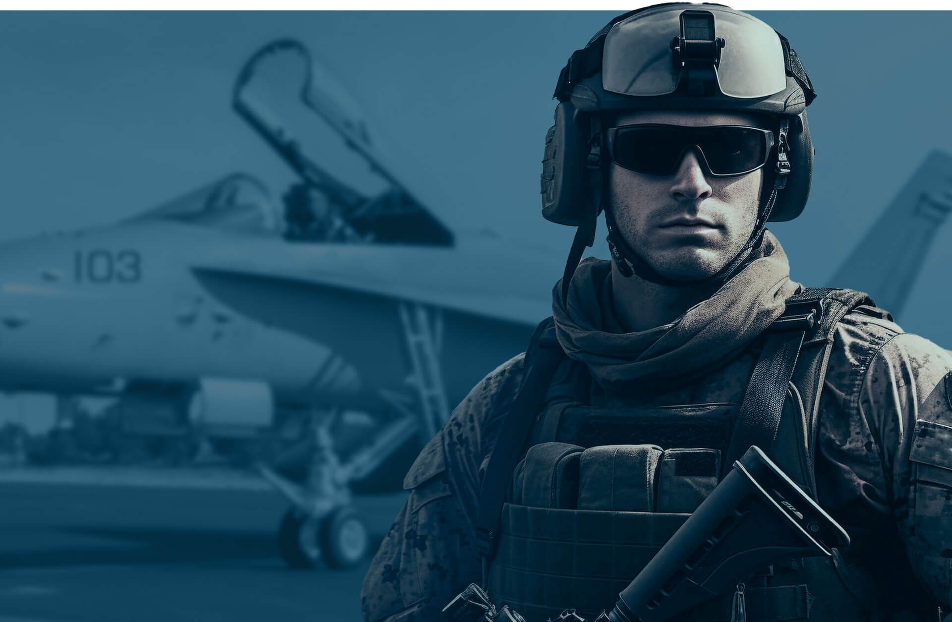 US fighter jet hornet and service member