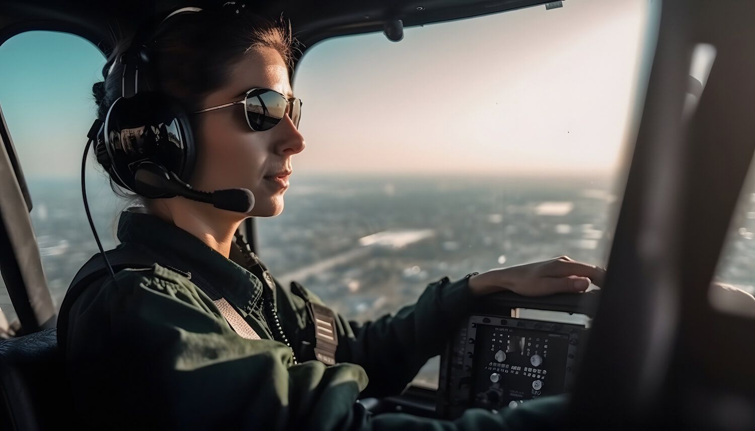 woman flying military helicopter